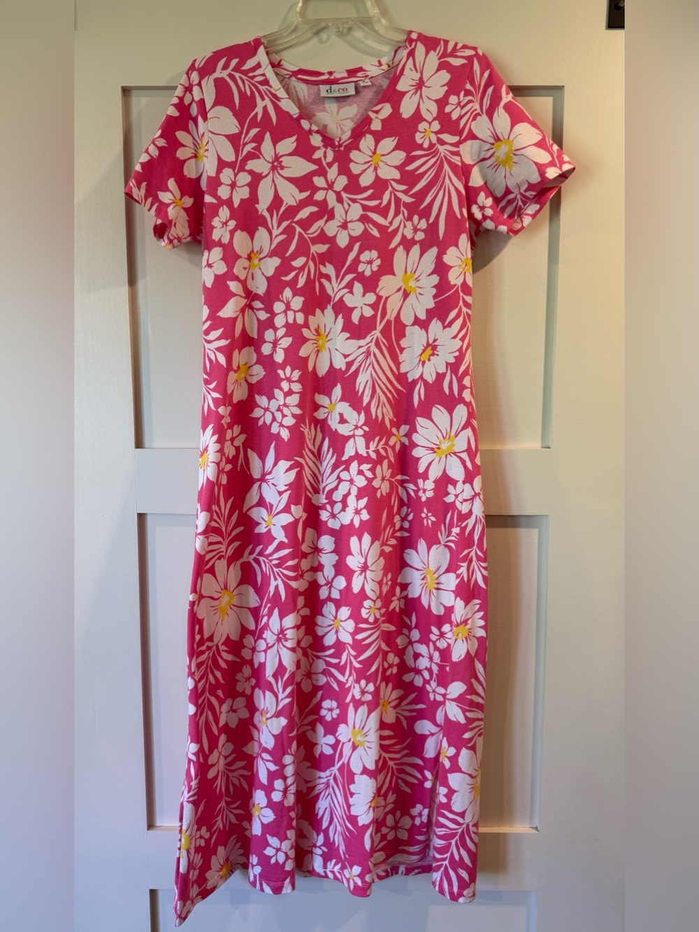 Denim & Co Pink Floral V‑Neck Maxi Dress